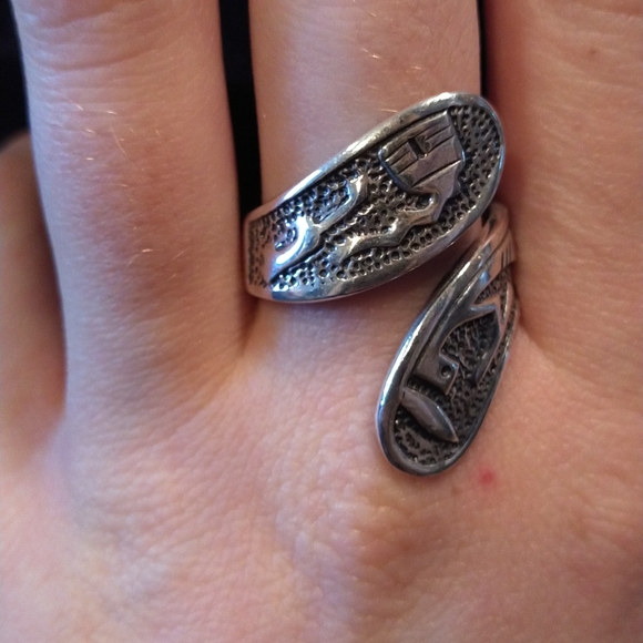 Sterling Silver Adjustable Spoon Ring Folksy - Picture 3 of 3